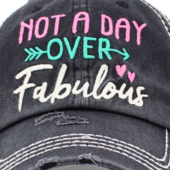 2/$30 Black Not a Day Over Fabulous Baseball Hat - Picture 3 of 9